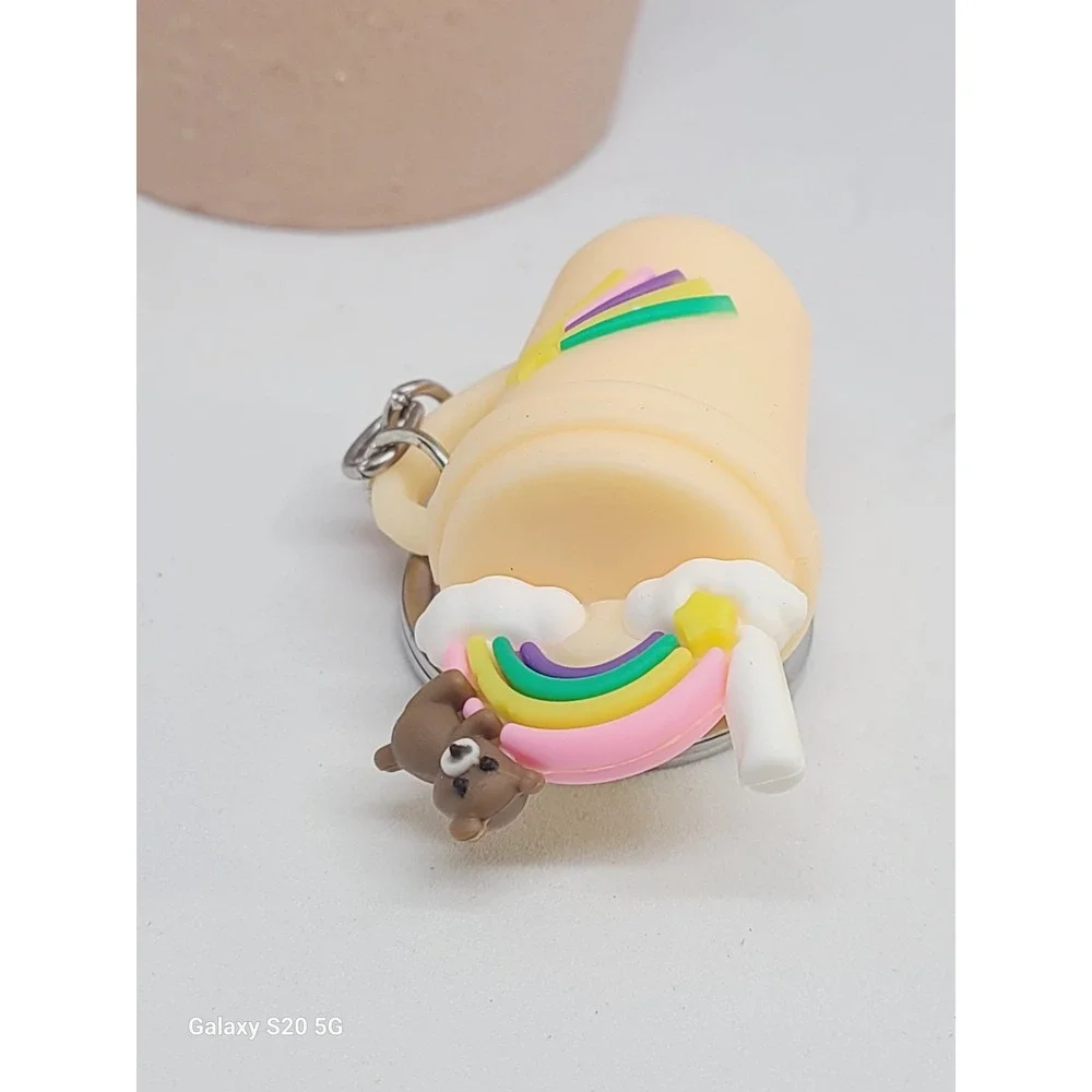 Cute Boba Drink Keychain Rainbow Bear‎ Charm Cup Bag Accessory NEW 2.0 Inches